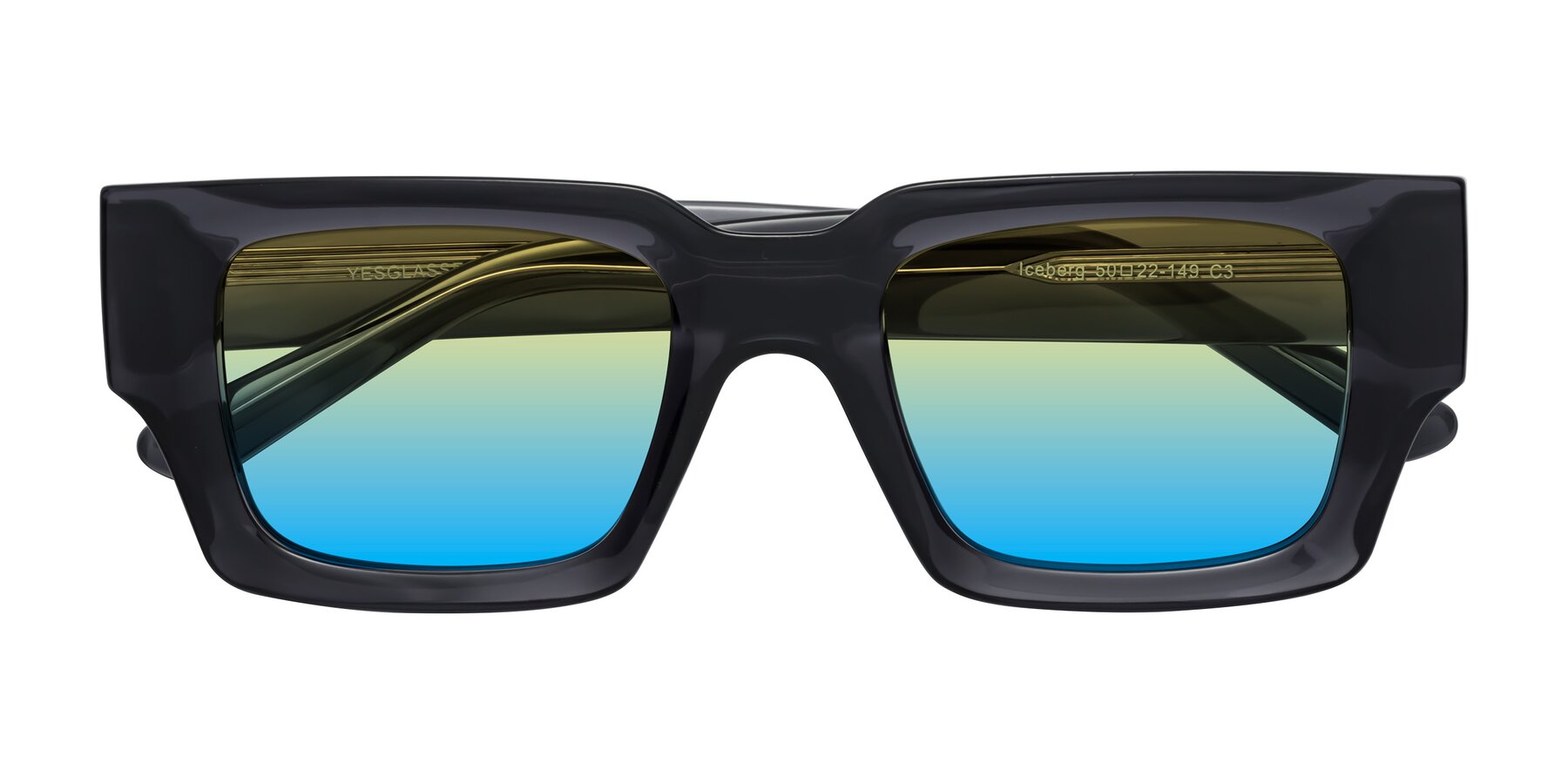 Folded Front of Iceberg in Dark Gray with Yellow / Blue Gradient Lenses