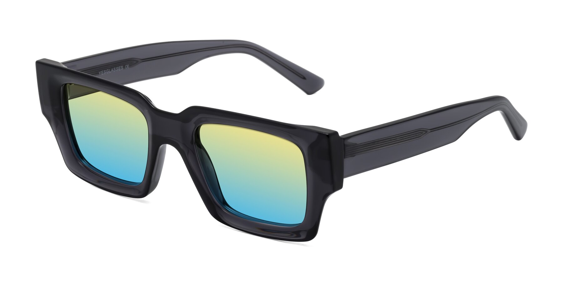 Angle of Iceberg in Dark Gray with Yellow / Blue Gradient Lenses