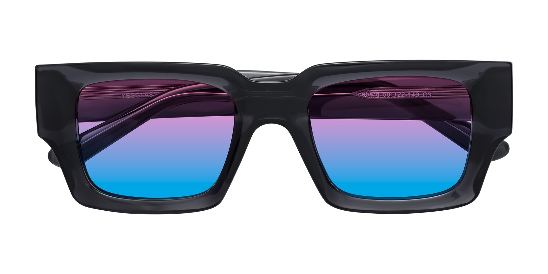 Folded Front of Iceberg in Dark Gray with Pink / Blue Gradient Lenses