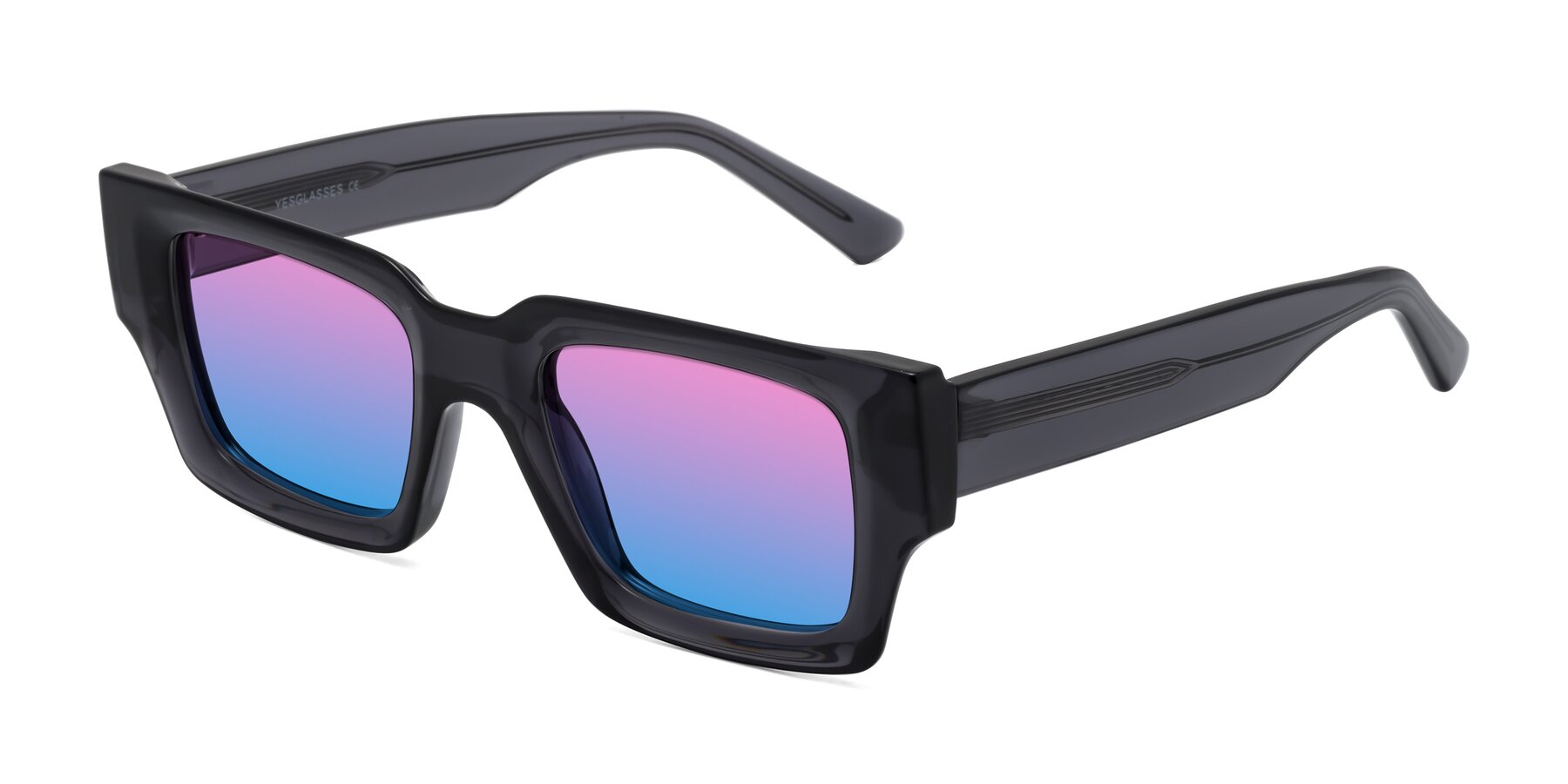 Angle of Iceberg in Dark Gray with Pink / Blue Gradient Lenses