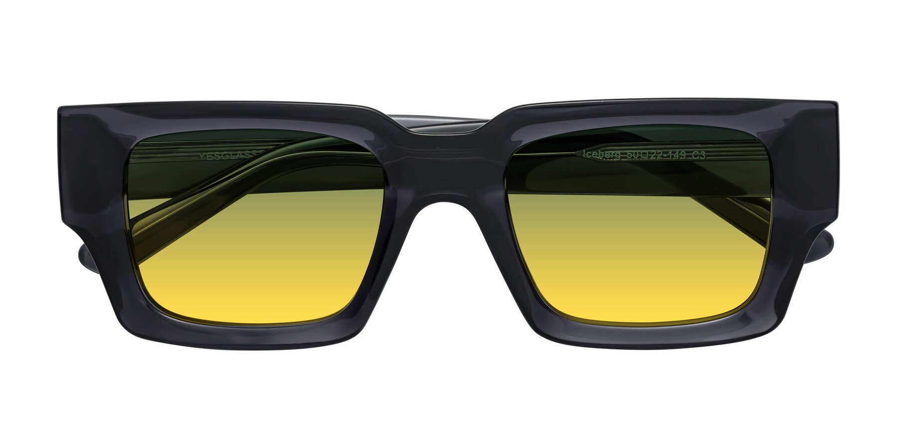 Folded Front of Iceberg in Dark Gray with Green / Yellow Gradient Lenses