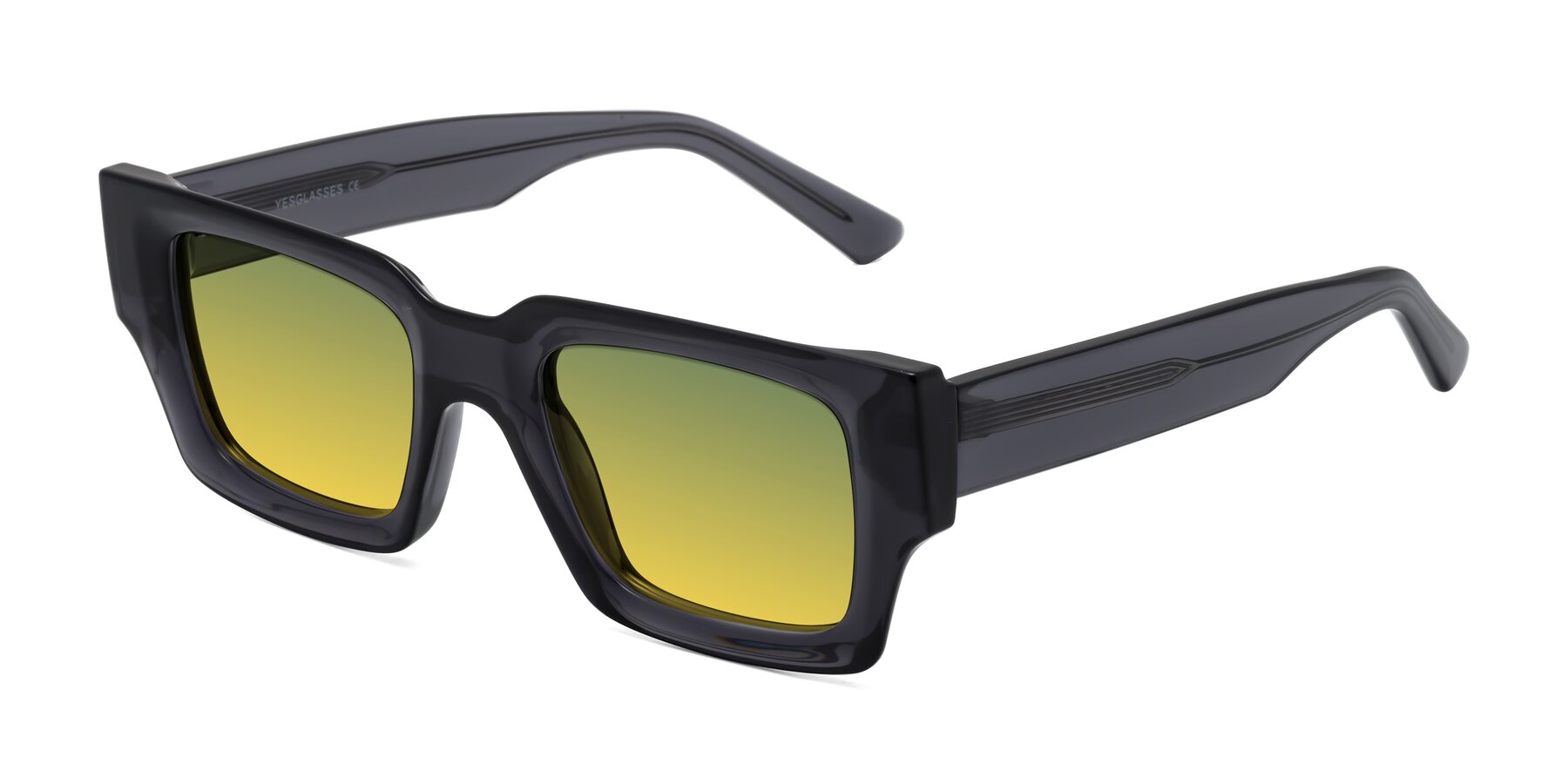 Angle of Iceberg in Dark Gray with Green / Yellow Gradient Lenses