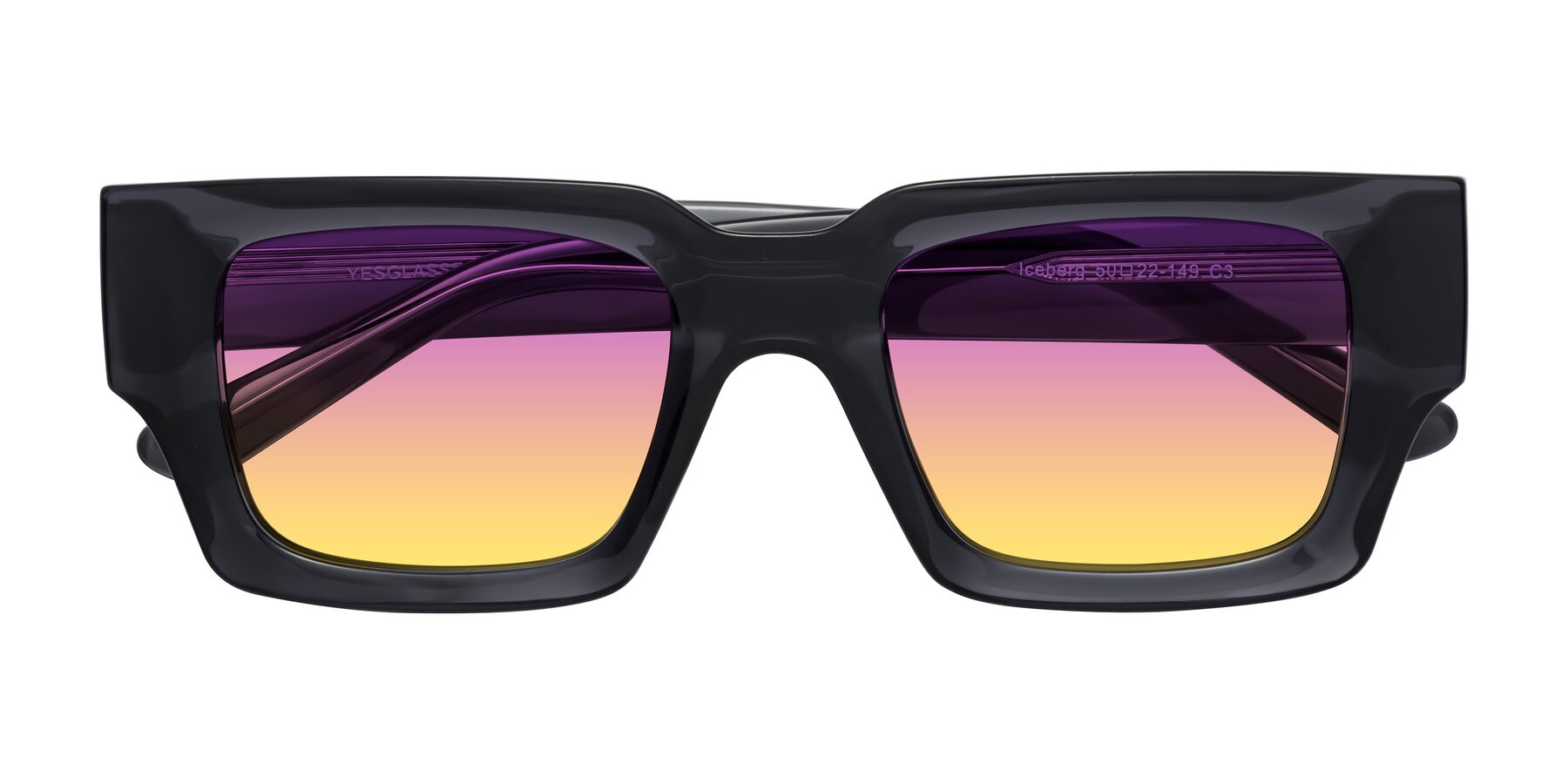 Folded Front of Iceberg in Dark Gray with Purple / Yellow Gradient Lenses