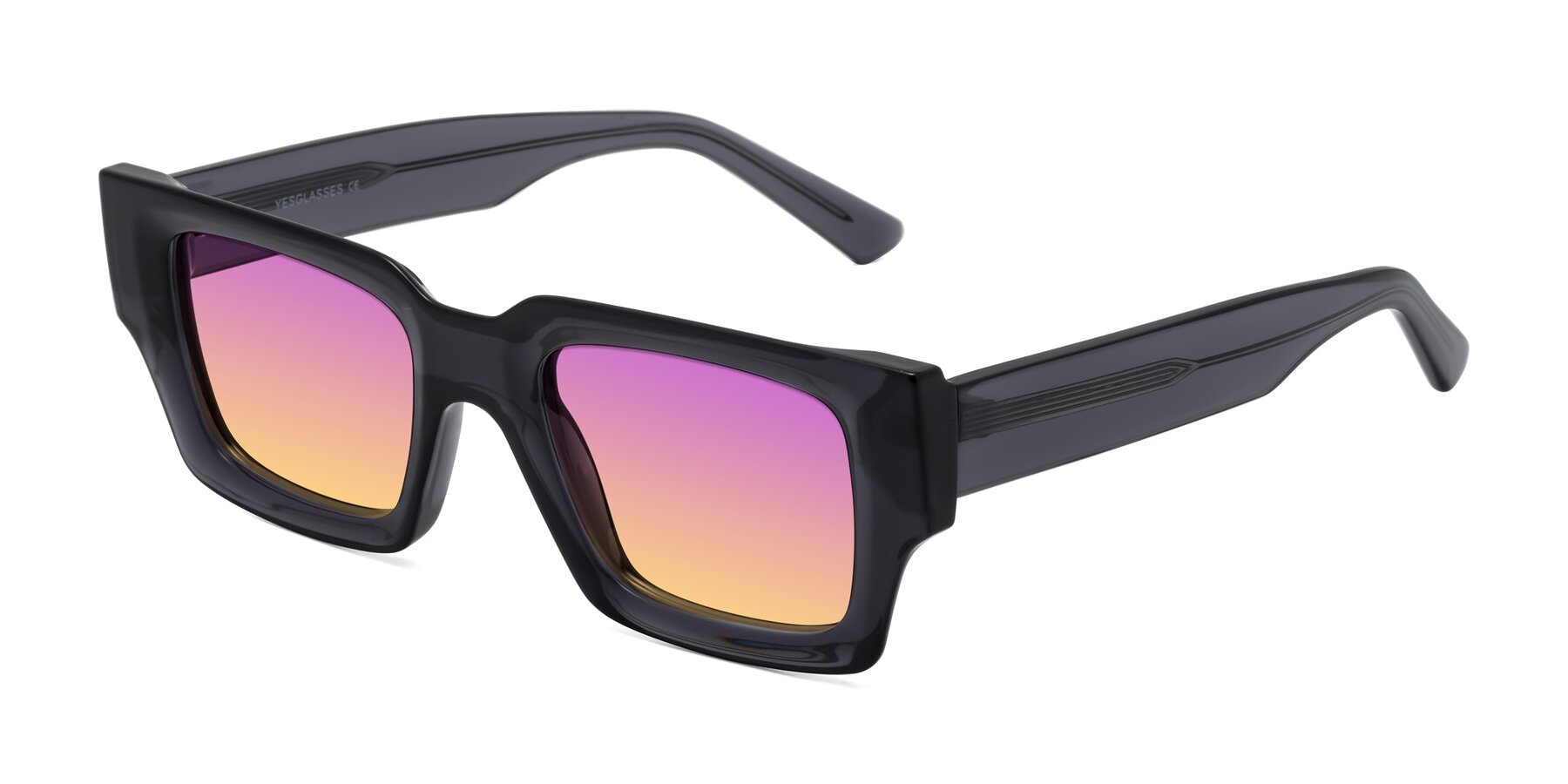 Angle of Iceberg in Dark Gray with Purple / Yellow Gradient Lenses