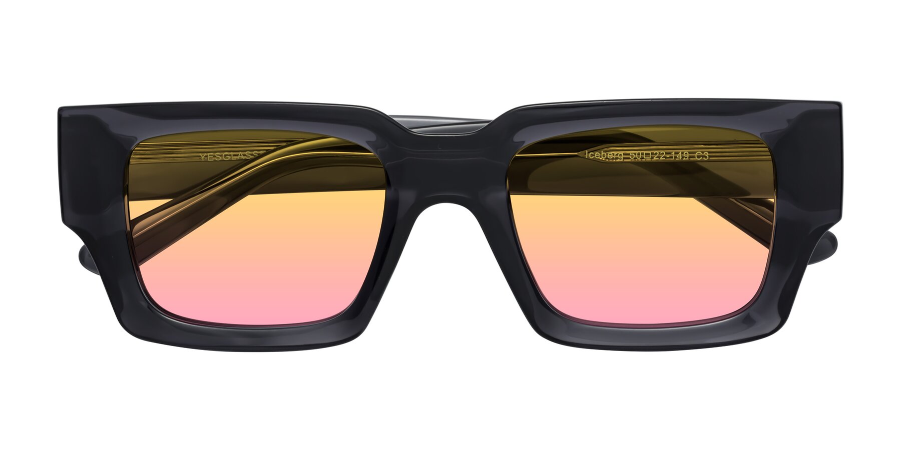 Folded Front of Iceberg in Dark Gray with Yellow / Pink Gradient Lenses