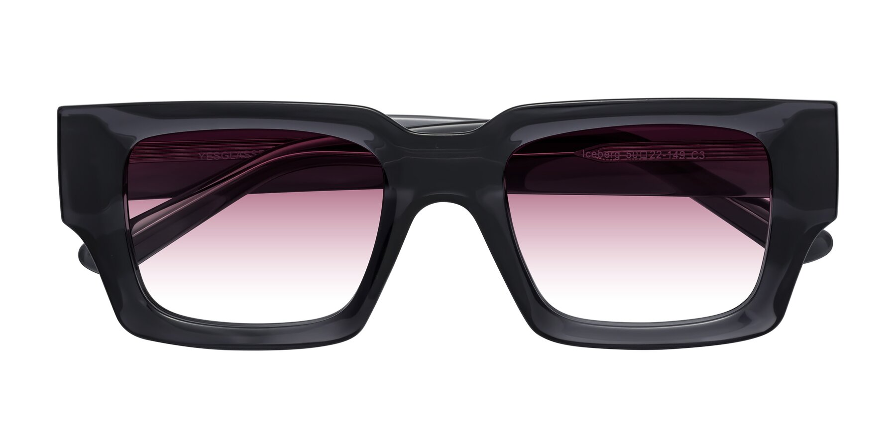 Folded Front of Iceberg in Dark Gray with Wine Gradient Lenses