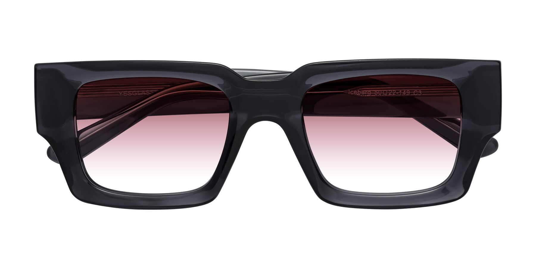 Folded Front of Iceberg in Dark Gray with Garnet Gradient Lenses