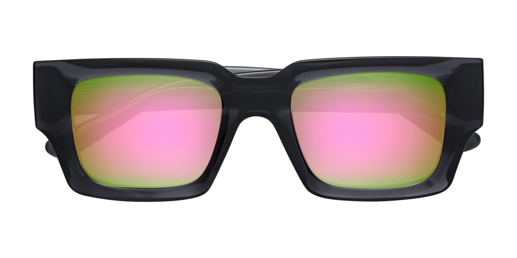 Folded Front of Iceberg in Dark Gray with Pink Mirrored Lenses