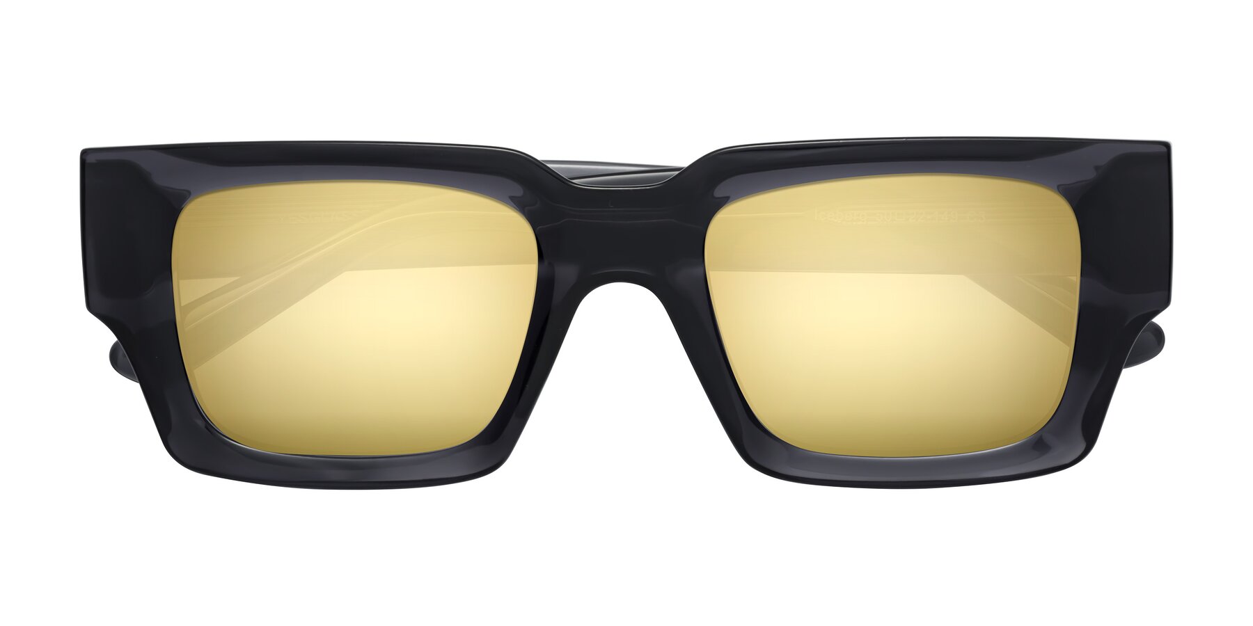 Folded Front of Iceberg in Dark Gray with Gold Mirrored Lenses