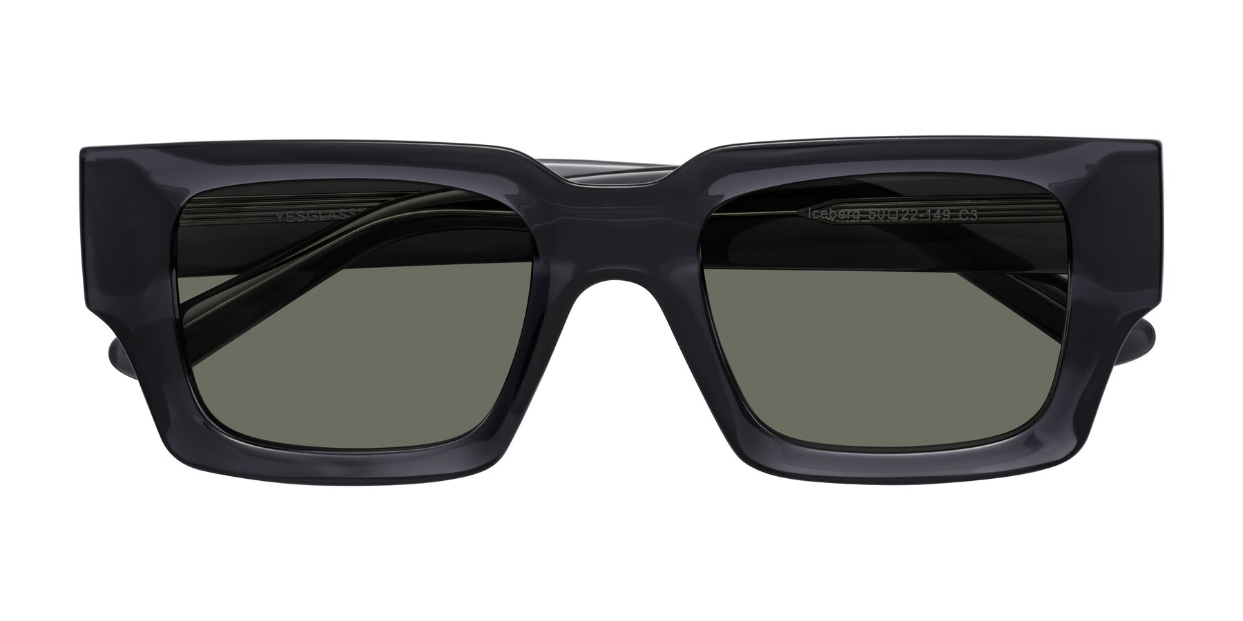 Folded Front of Iceberg in Dark Gray with Gray Polarized Lenses