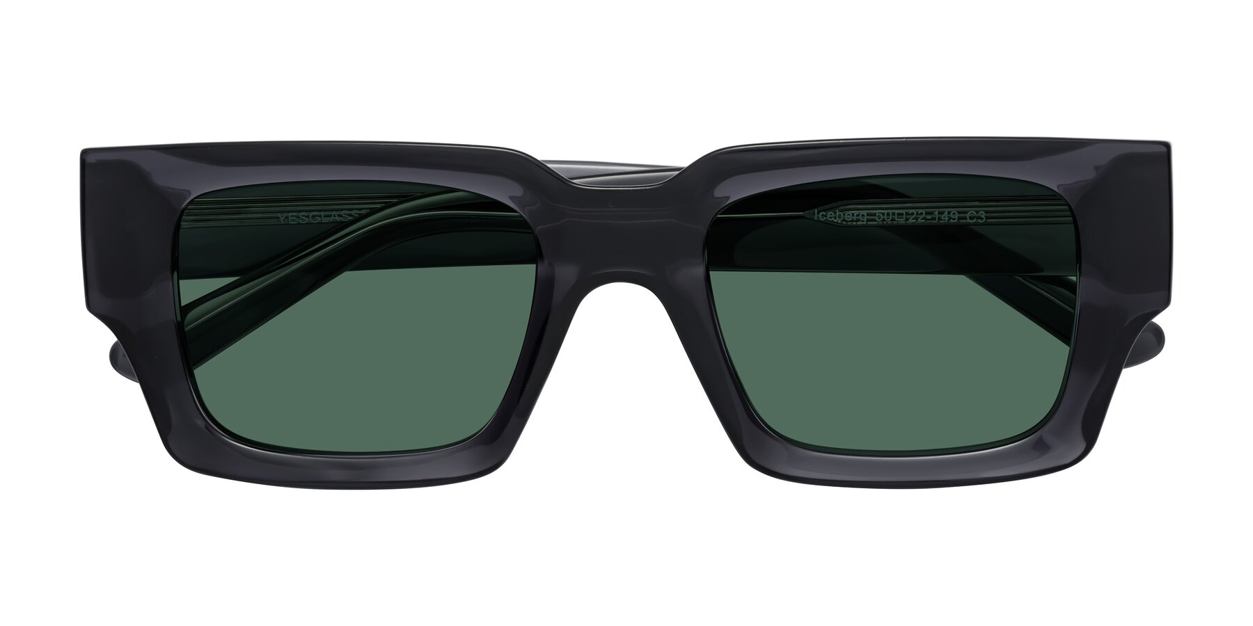 Folded Front of Iceberg in Dark Gray with Green Polarized Lenses