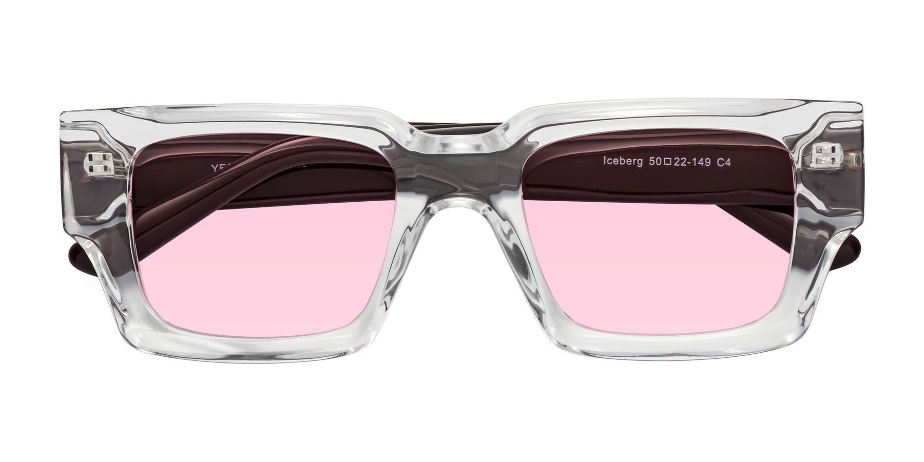 Folded Front of Iceberg in Clear-Chocolate with Light Pink Tinted Lenses