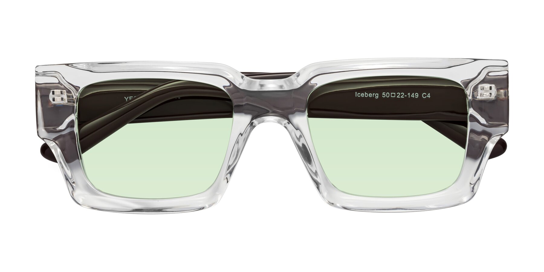 Folded Front of Iceberg in Clear-Chocolate with Light Green Tinted Lenses