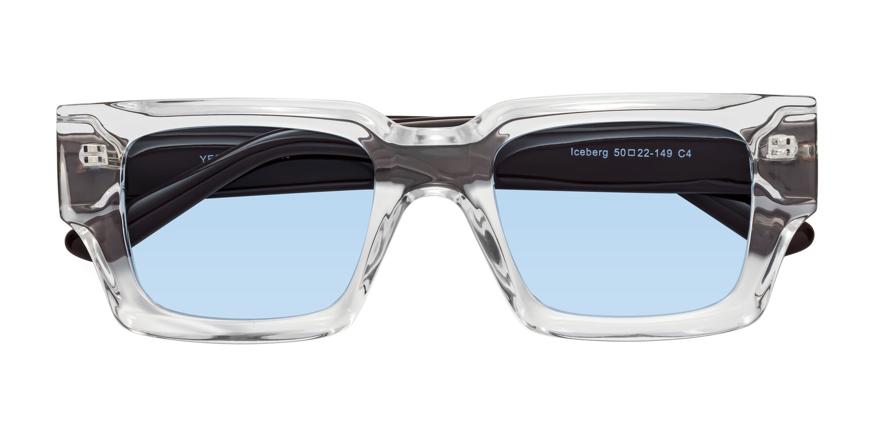 Folded Front of Iceberg in Clear-Chocolate with Light Blue Tinted Lenses