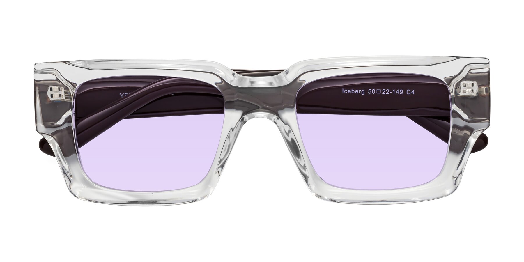 Folded Front of Iceberg in Clear-Chocolate with Light Purple Tinted Lenses