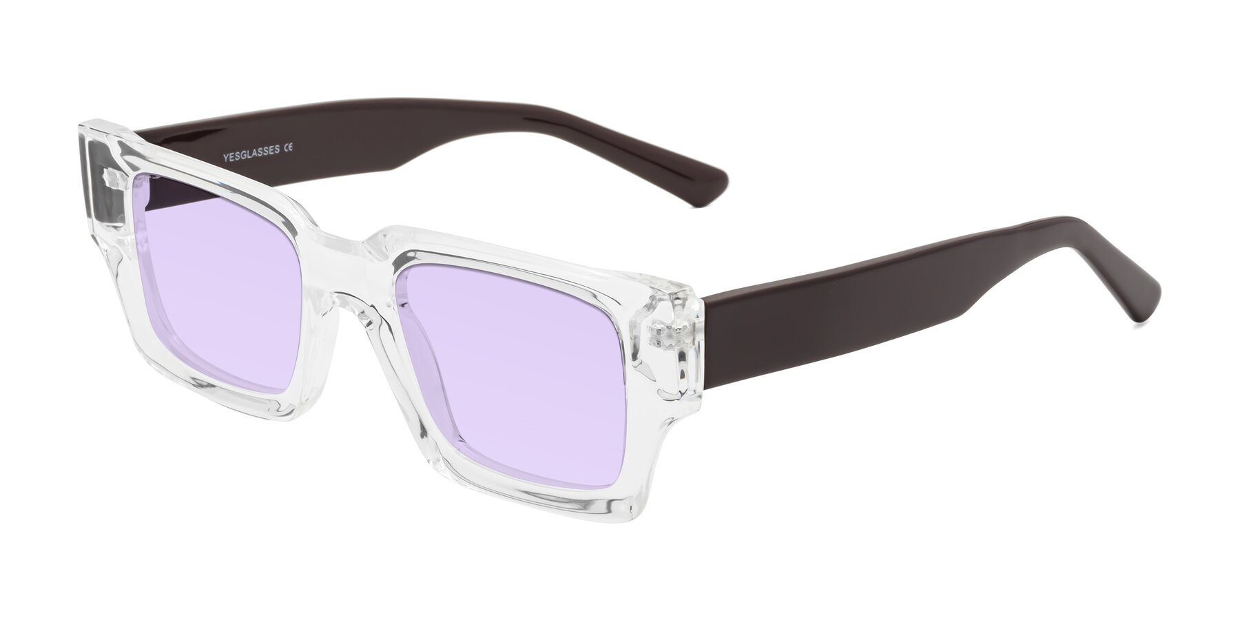 Angle of Iceberg in Clear-Chocolate with Light Purple Tinted Lenses