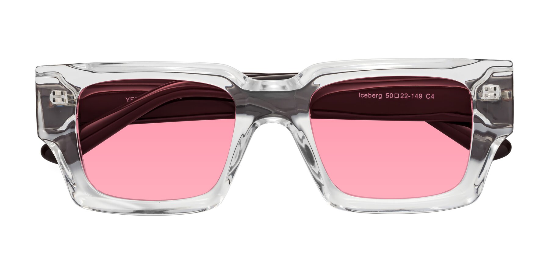 Folded Front of Iceberg in Clear-Chocolate with Pink Tinted Lenses