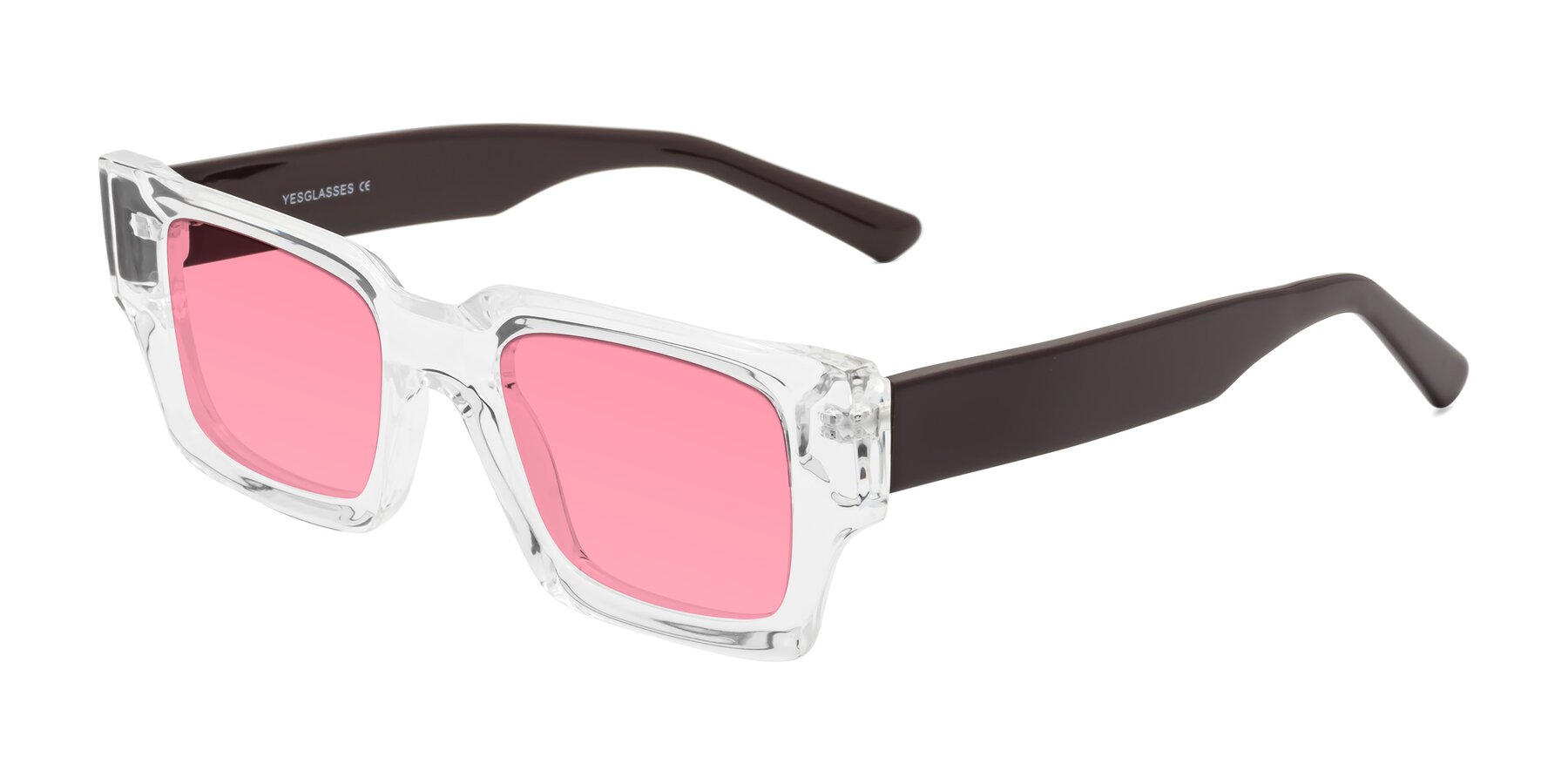 Angle of Iceberg in Clear-Chocolate with Pink Tinted Lenses