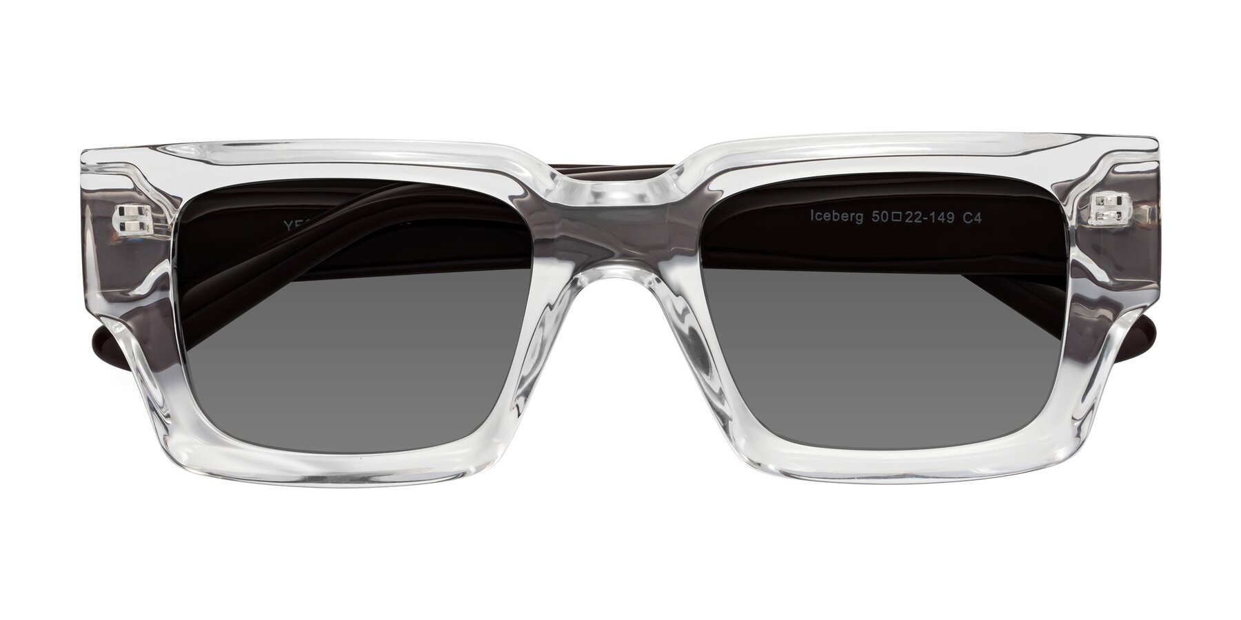 Folded Front of Iceberg in Clear-Chocolate with Medium Gray Tinted Lenses