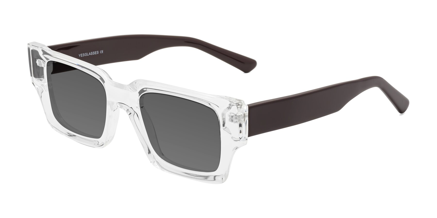 Angle of Iceberg in Clear-Chocolate with Medium Gray Tinted Lenses