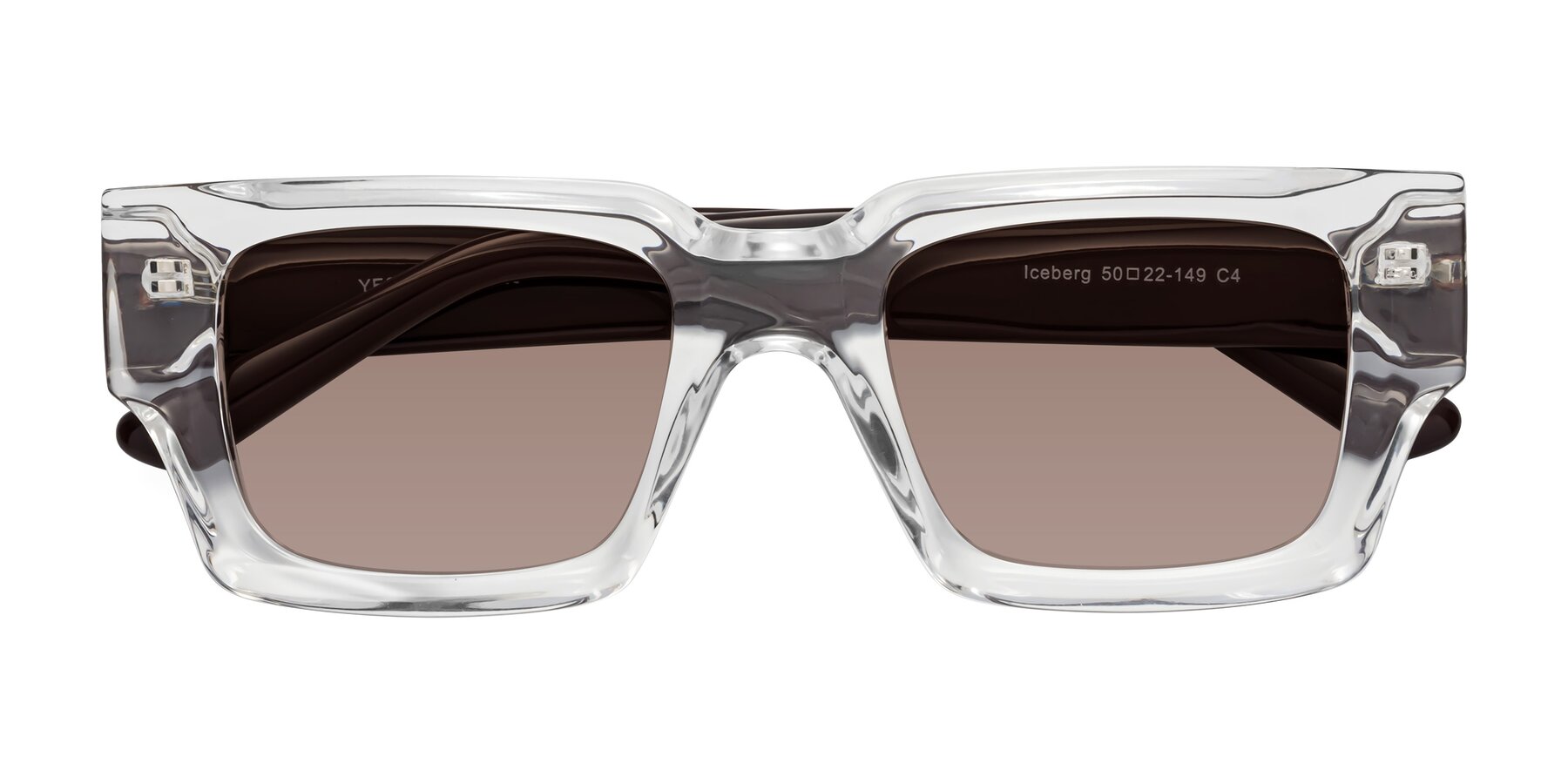 Folded Front of Iceberg in Clear-Chocolate with Medium Brown Tinted Lenses