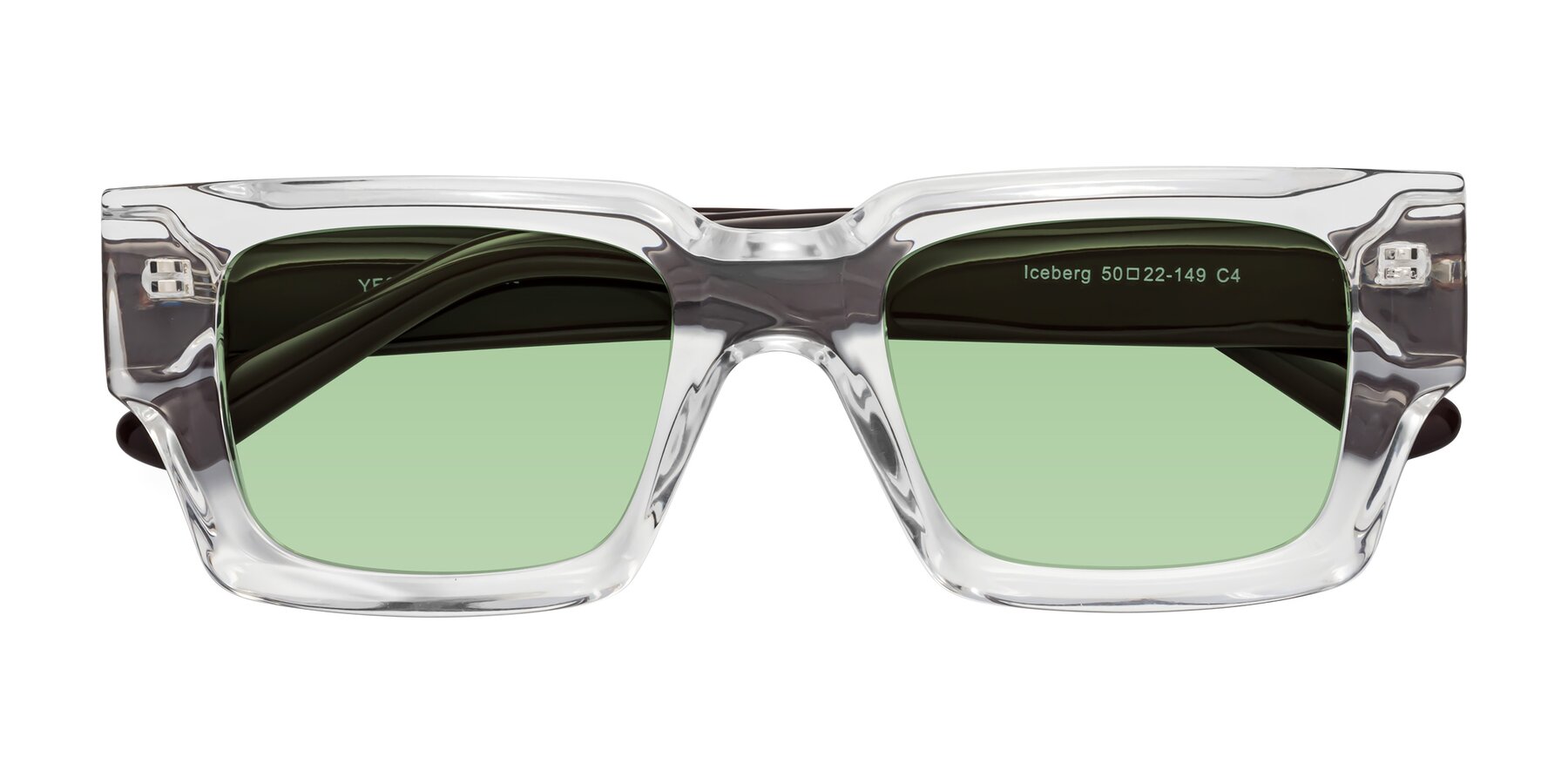 Folded Front of Iceberg in Clear-Chocolate with Medium Green Tinted Lenses