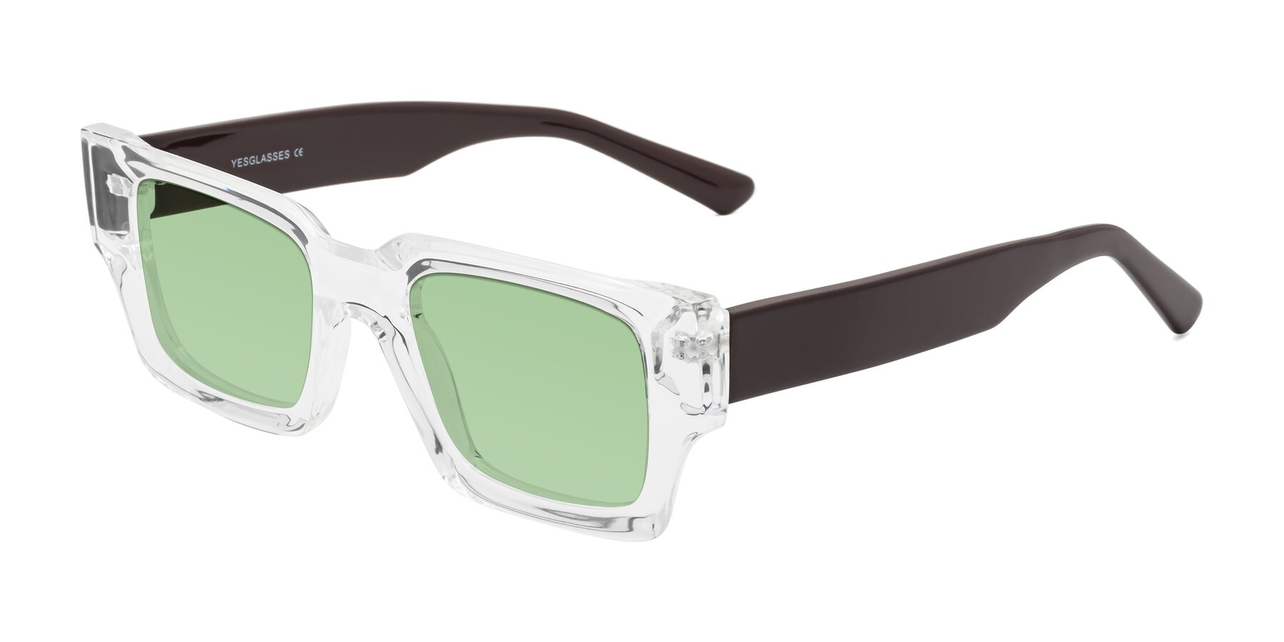 Angle of Iceberg in Clear-Chocolate with Medium Green Tinted Lenses