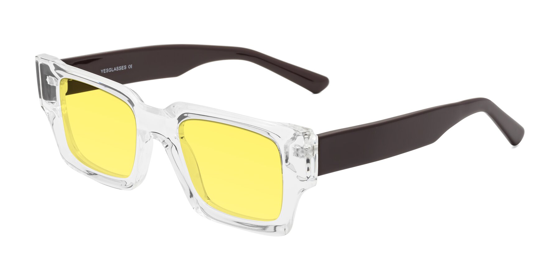 Angle of Iceberg in Clear-Chocolate with Medium Yellow Tinted Lenses