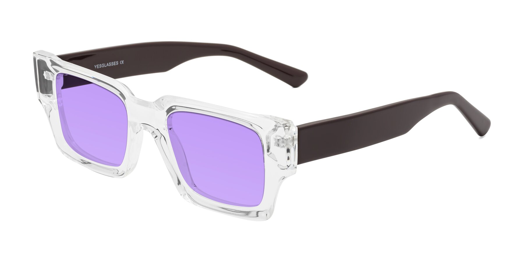 Angle of Iceberg in Clear-Chocolate with Medium Purple Tinted Lenses