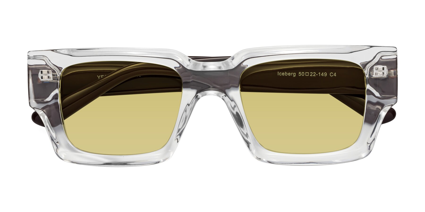 Folded Front of Iceberg in Clear-Chocolate with Medium Champagne Tinted Lenses