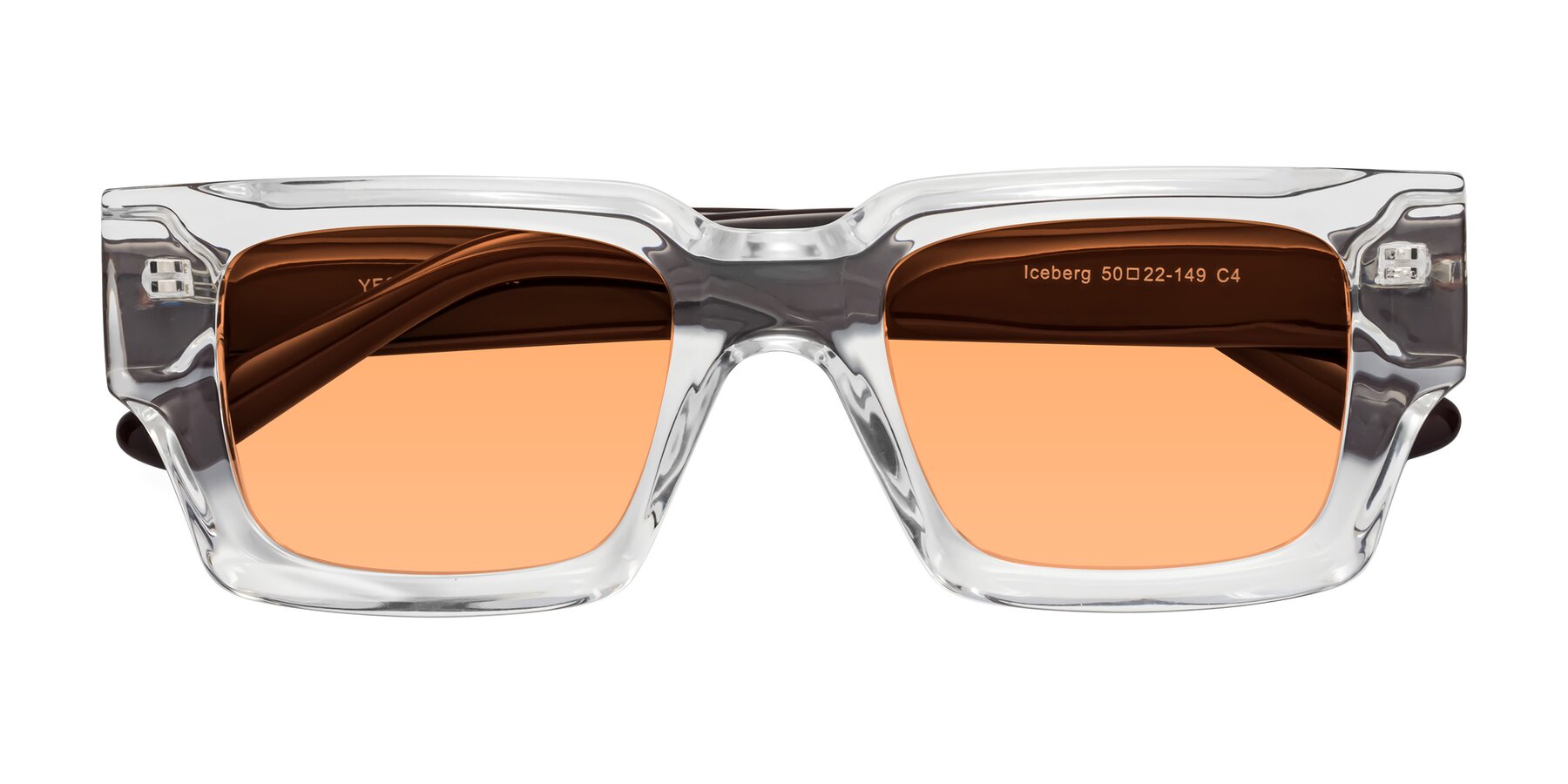 Folded Front of Iceberg in Clear-Chocolate with Medium Orange Tinted Lenses