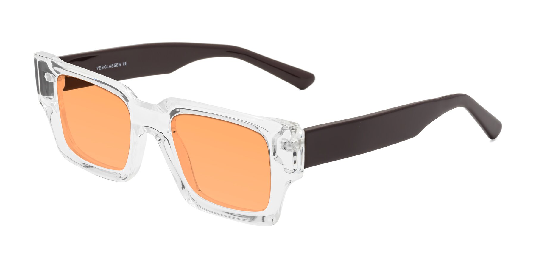 Angle of Iceberg in Clear-Chocolate with Medium Orange Tinted Lenses