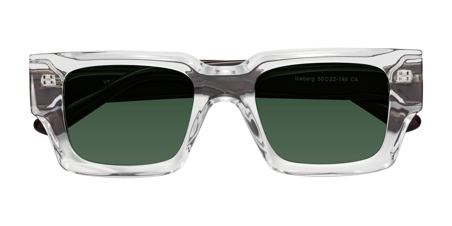 Folded Front of Iceberg in Clear-Chocolate with Green Tinted Lenses