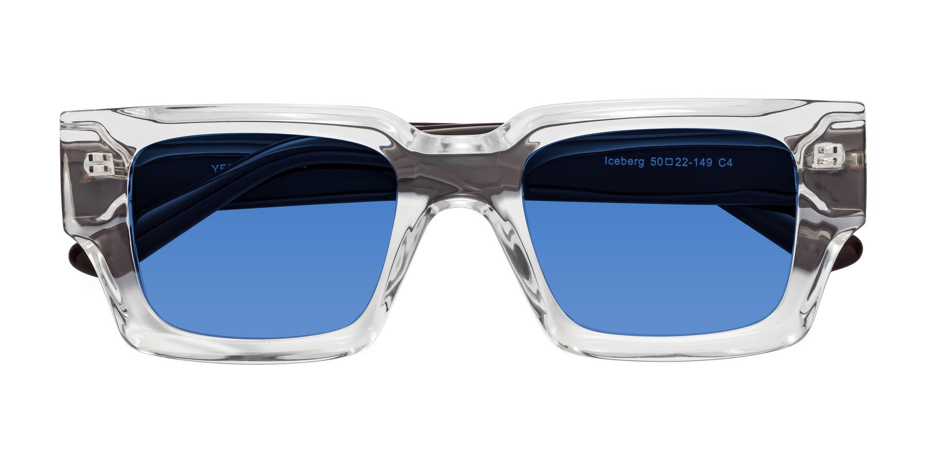 Folded Front of Iceberg in Clear-Chocolate with Blue Tinted Lenses