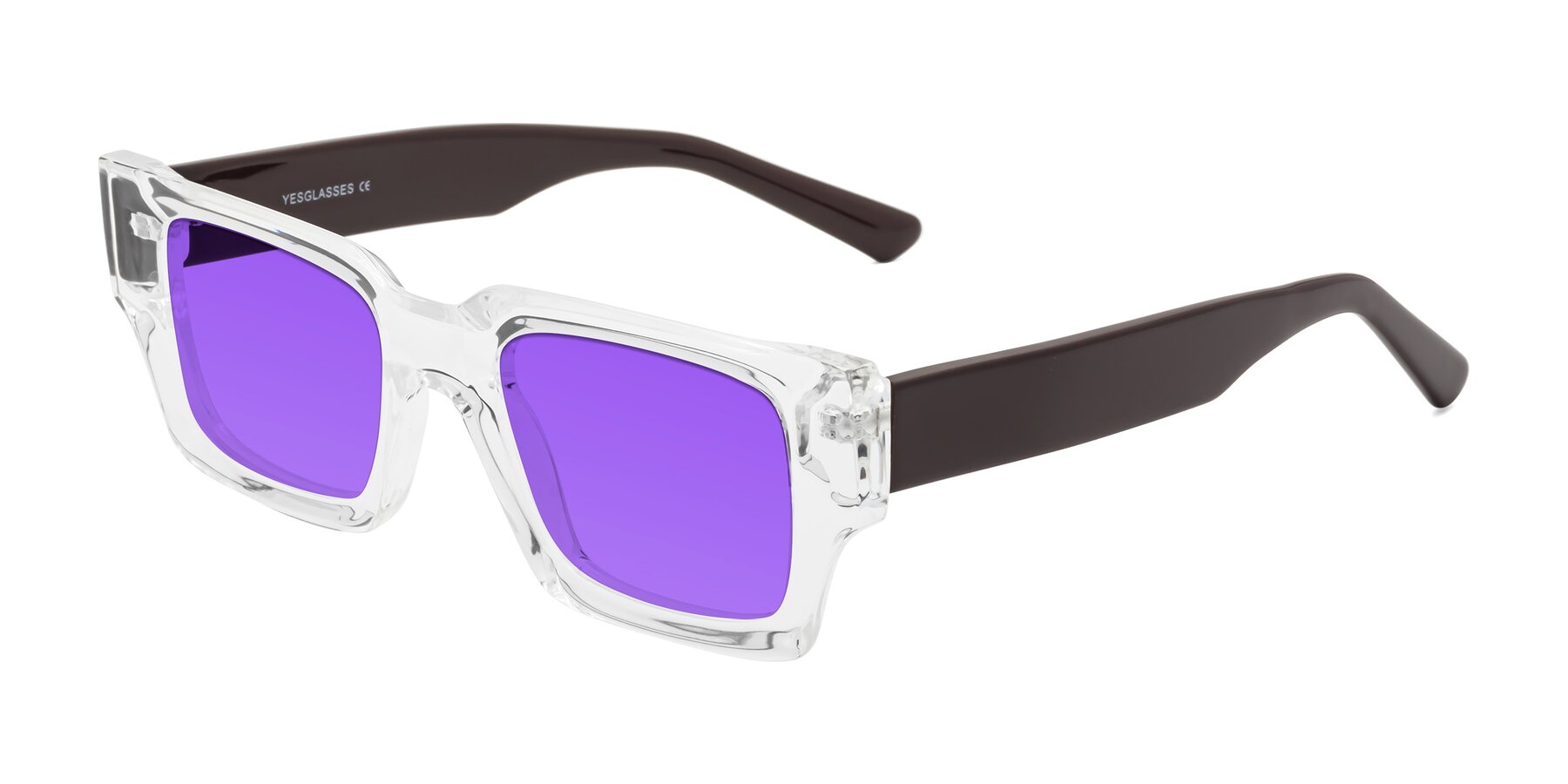 Angle of Iceberg in Clear-Chocolate with Purple Tinted Lenses