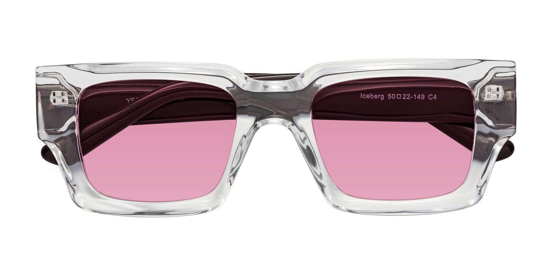 Folded Front of Iceberg in Clear-Chocolate with Medium Wine Tinted Lenses