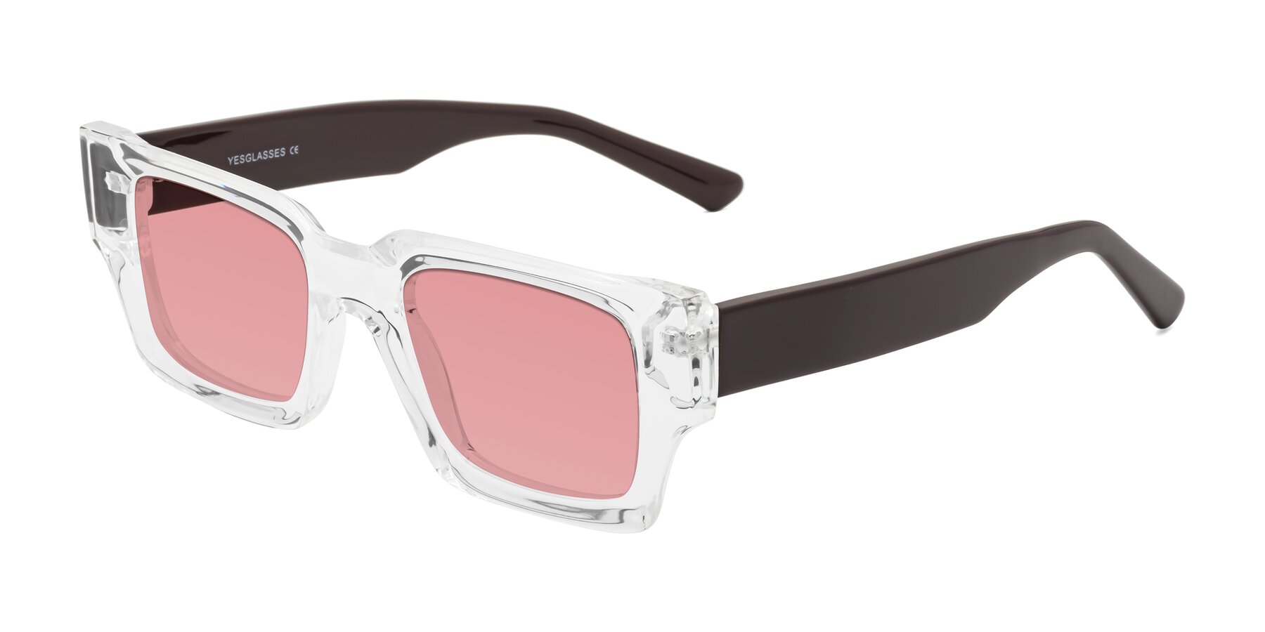 Angle of Iceberg in Clear-Chocolate with Medium Garnet Tinted Lenses