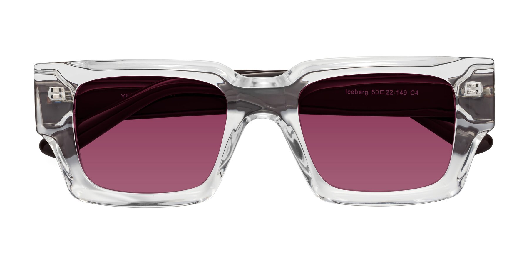 Folded Front of Iceberg in Clear-Chocolate with Wine Tinted Lenses