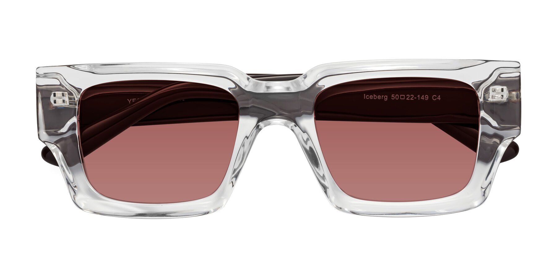 Folded Front of Iceberg in Clear-Chocolate with Garnet Tinted Lenses