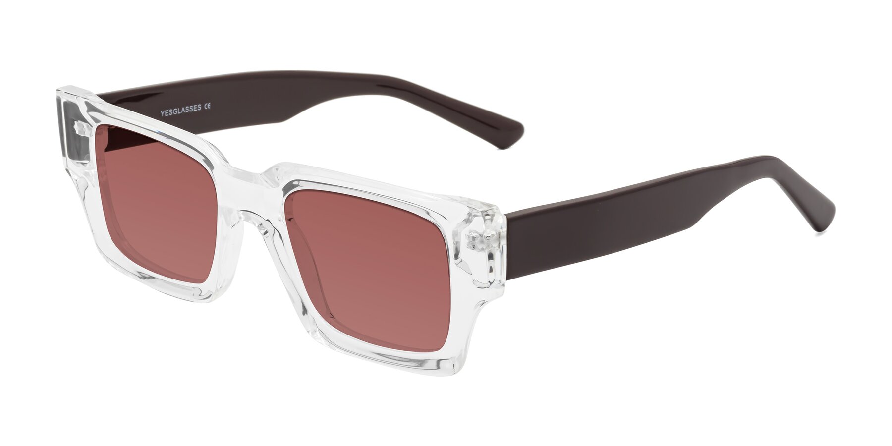 Angle of Iceberg in Clear-Chocolate with Garnet Tinted Lenses