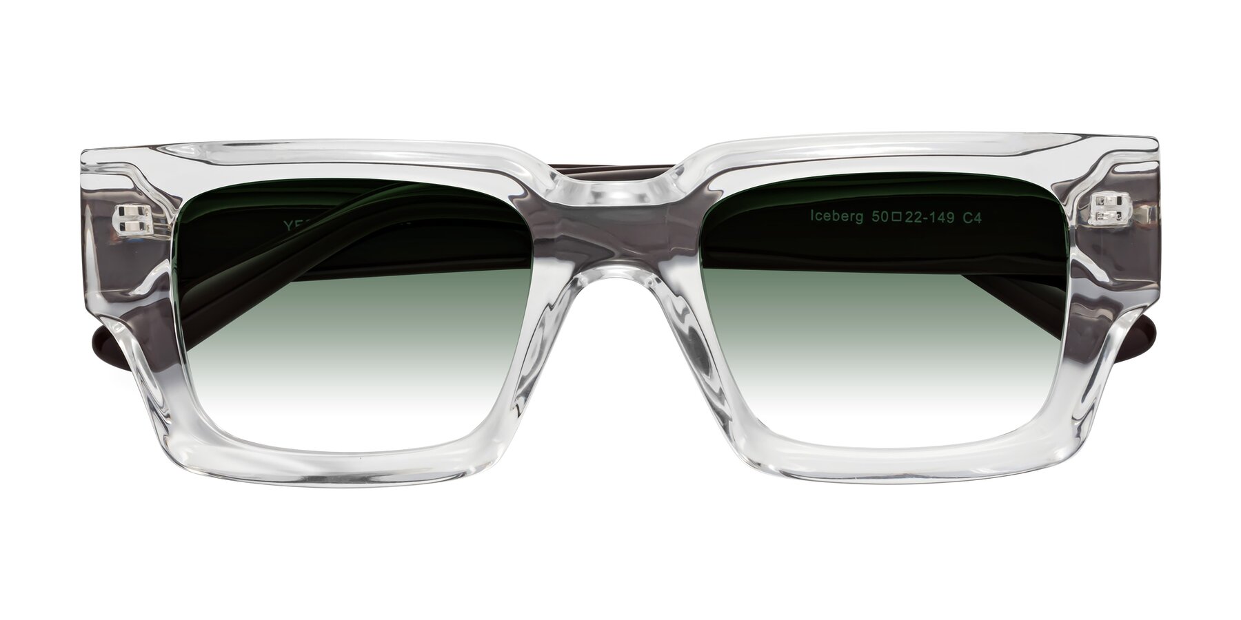 Folded Front of Iceberg in Clear-Chocolate with Green Gradient Lenses