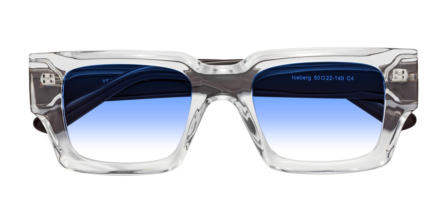 Folded Front of Iceberg in Clear-Chocolate with Blue Gradient Lenses