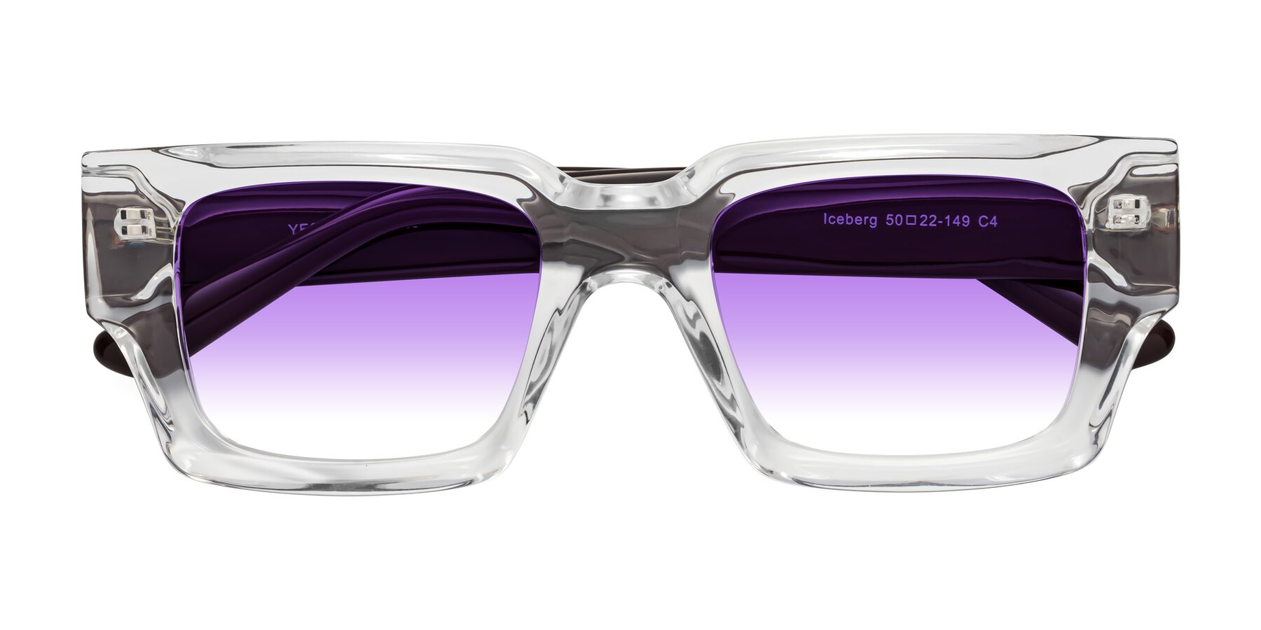 Folded Front of Iceberg in Clear-Chocolate with Purple Gradient Lenses