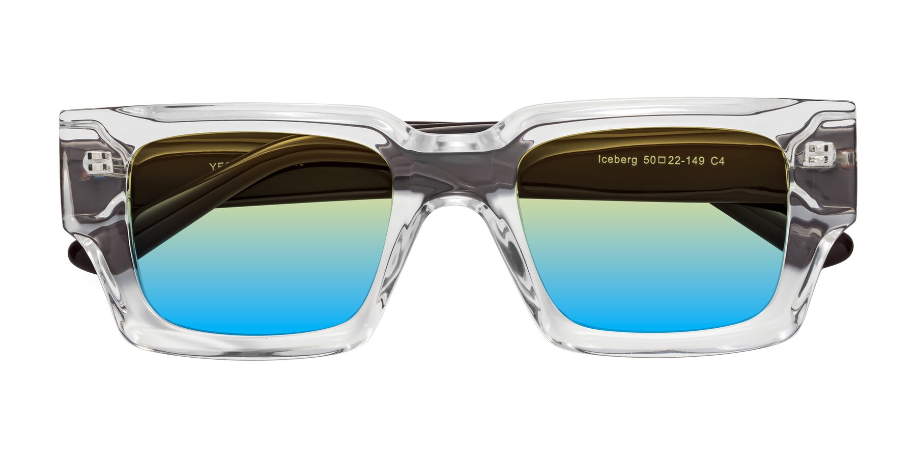 Folded Front of Iceberg in Clear-Chocolate with Yellow / Blue Gradient Lenses