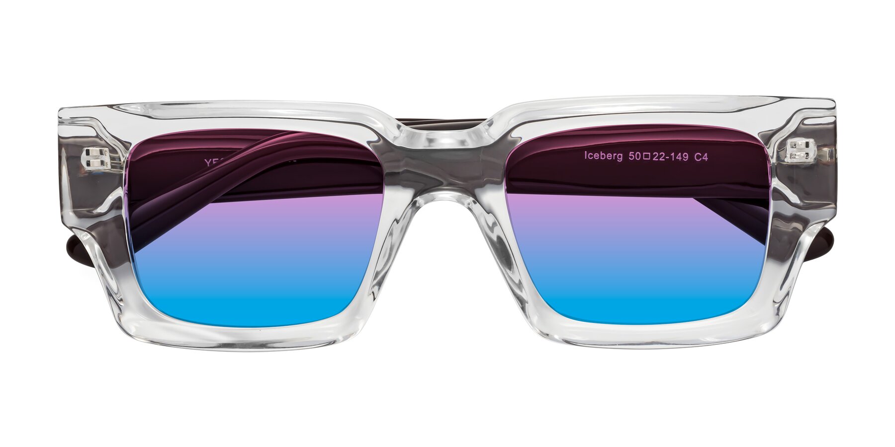 Folded Front of Iceberg in Clear-Chocolate with Pink / Blue Gradient Lenses