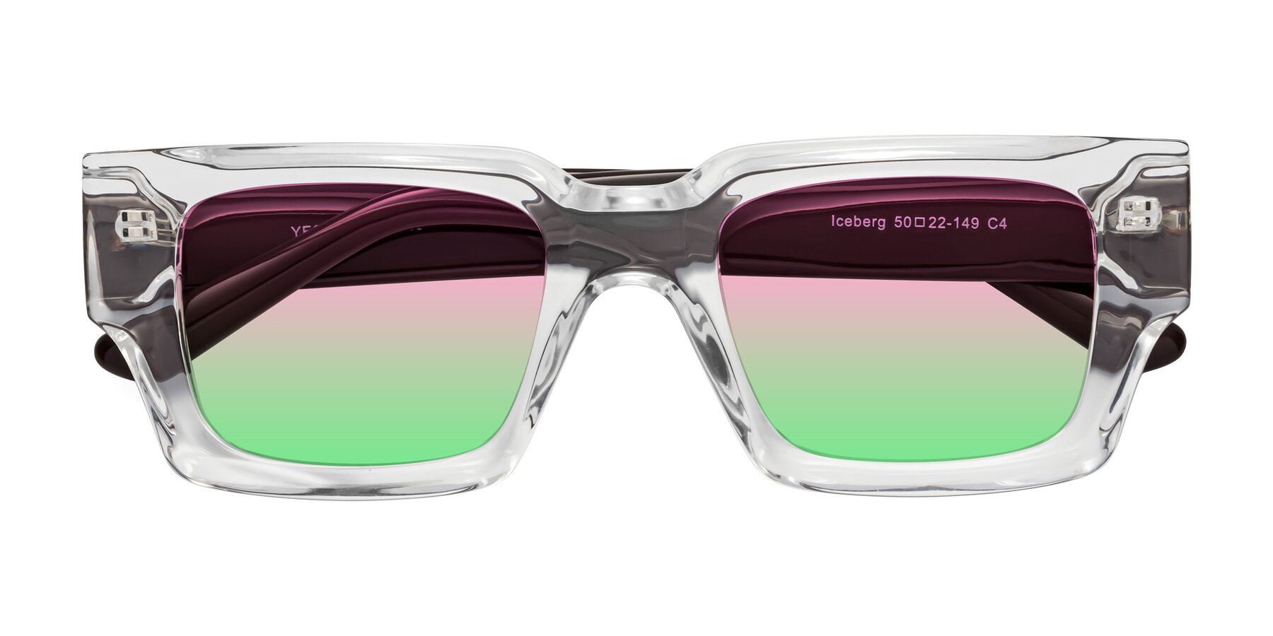 Folded Front of Iceberg in Clear-Chocolate with Pink / Green Gradient Lenses