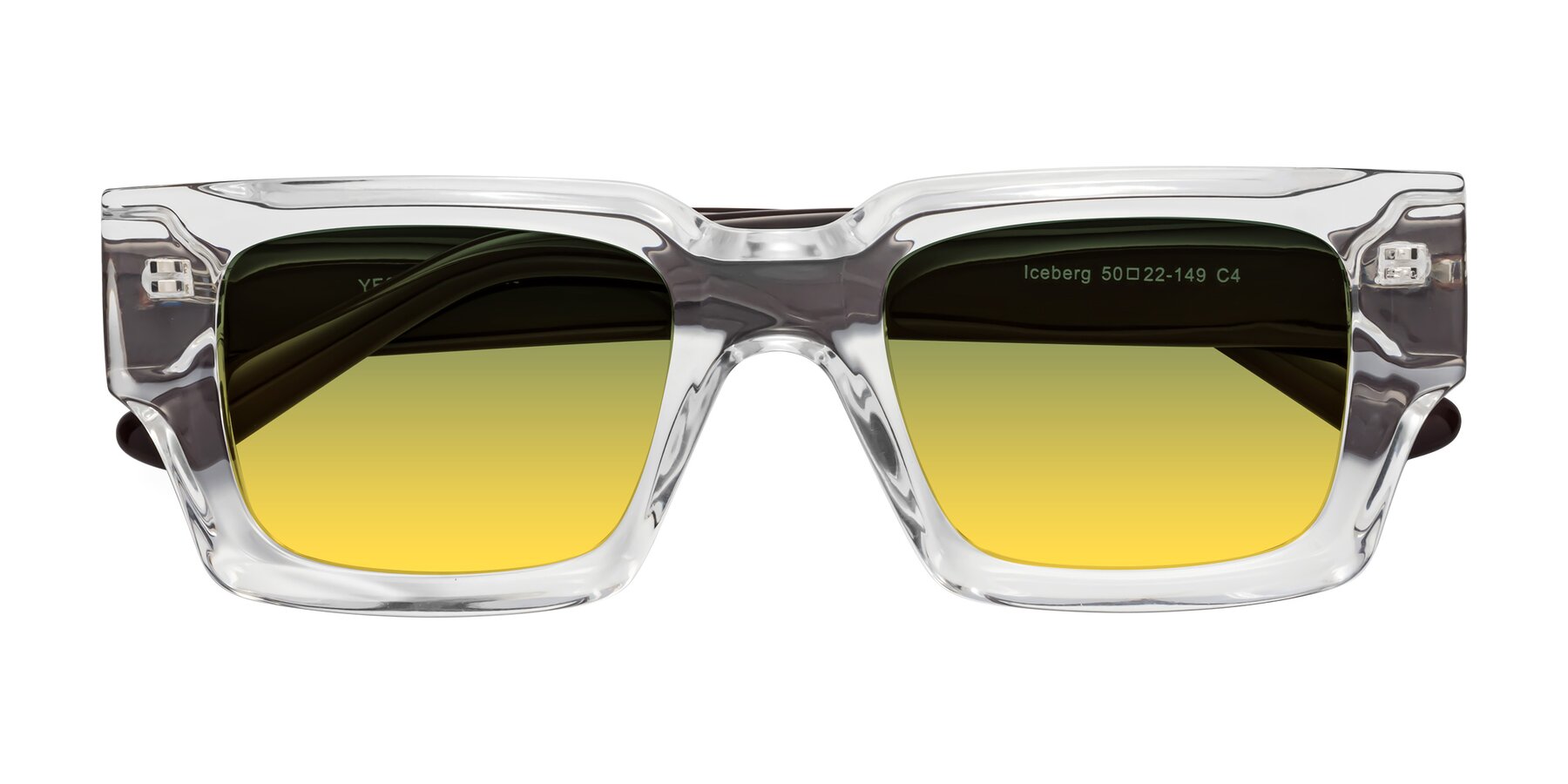 Folded Front of Iceberg in Clear-Chocolate with Green / Yellow Gradient Lenses