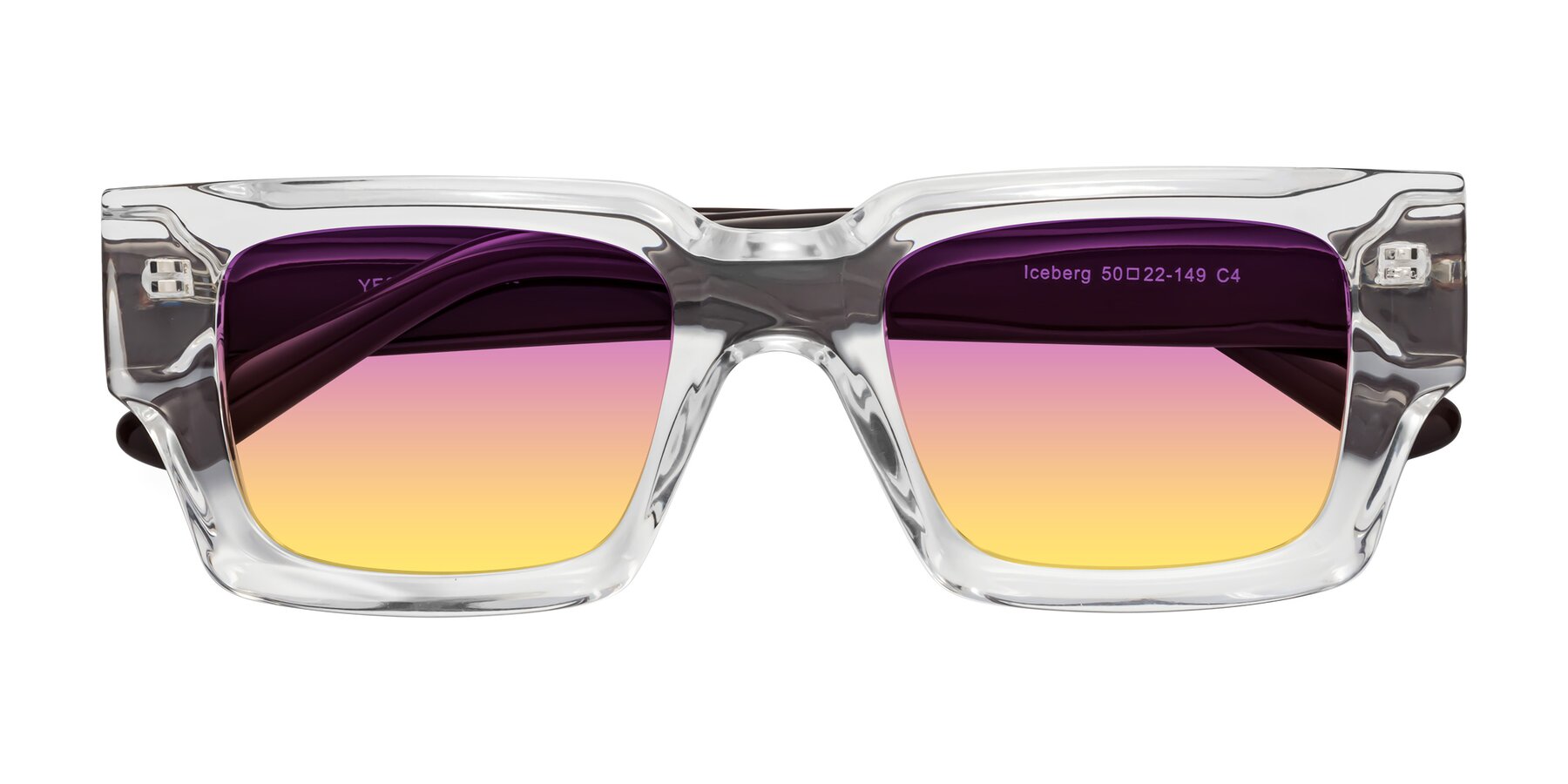 Folded Front of Iceberg in Clear-Chocolate with Purple / Yellow Gradient Lenses