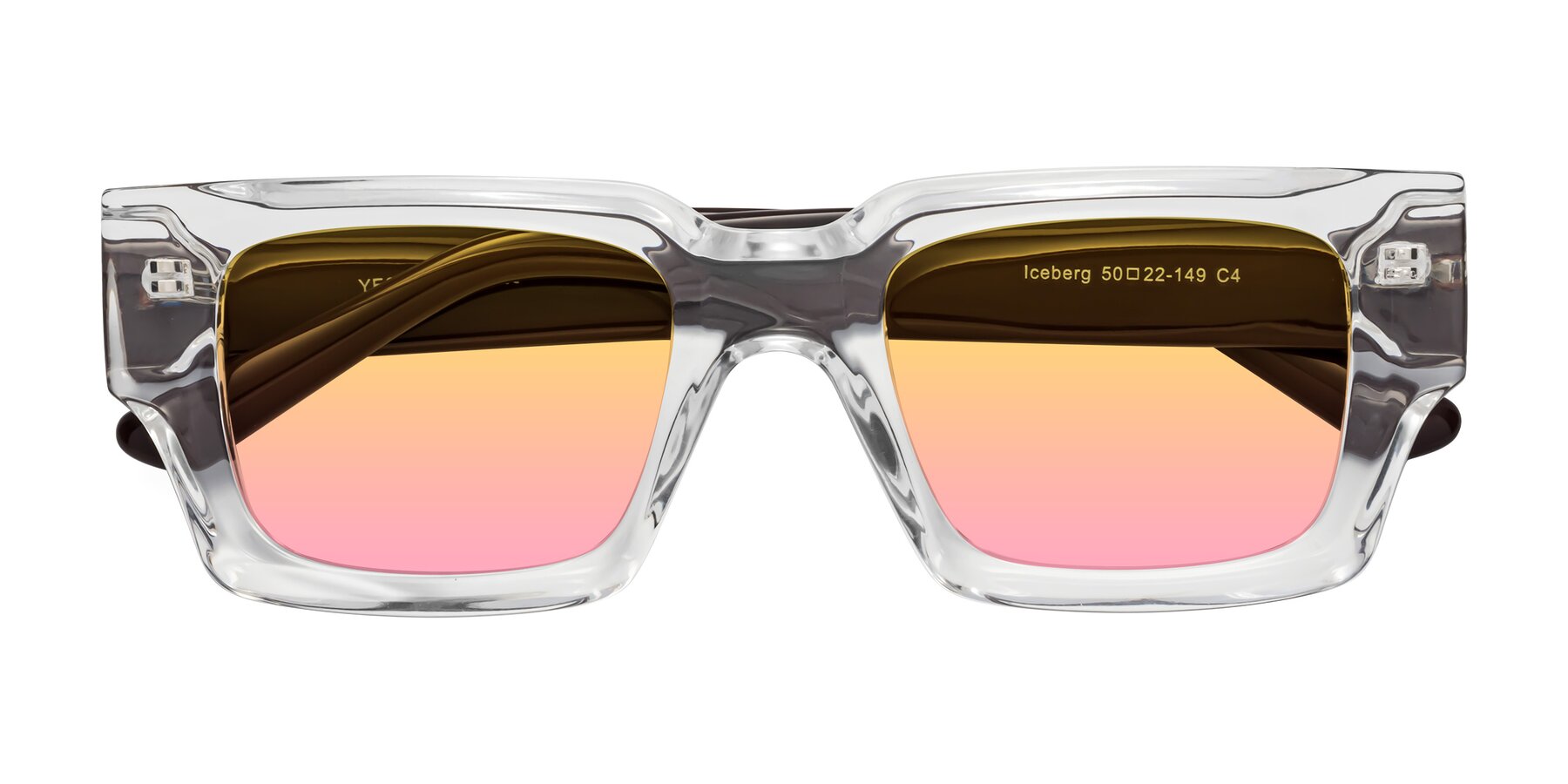 Folded Front of Iceberg in Clear-Chocolate with Yellow / Pink Gradient Lenses