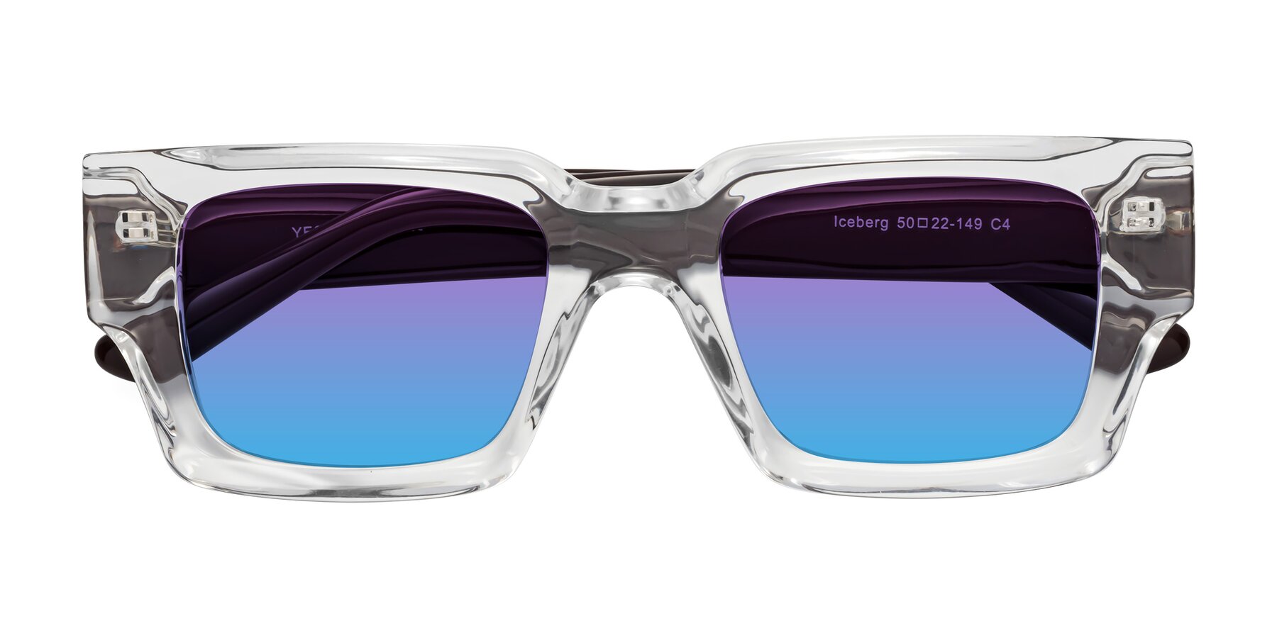 Folded Front of Iceberg in Clear-Chocolate with Purple / Blue Gradient Lenses